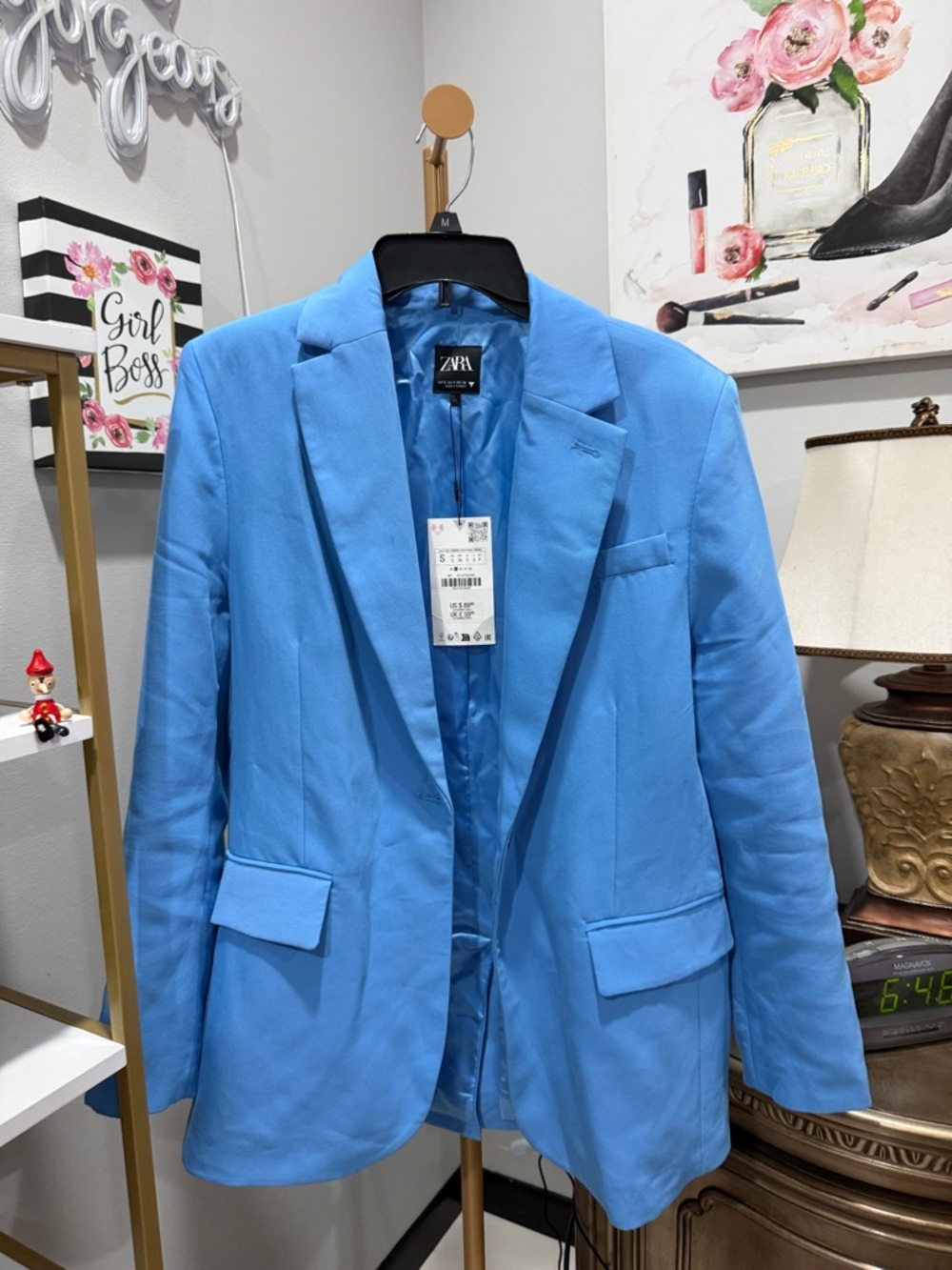 Zara Light Blue Single-Breasted Blazer